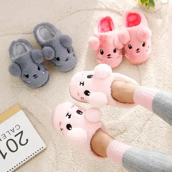 

Winter New Cotton Slippers Candy Color Cartoon Cute Bag With Children's Slippers Girls Male Baby Cute Children Home Cotton Shoes