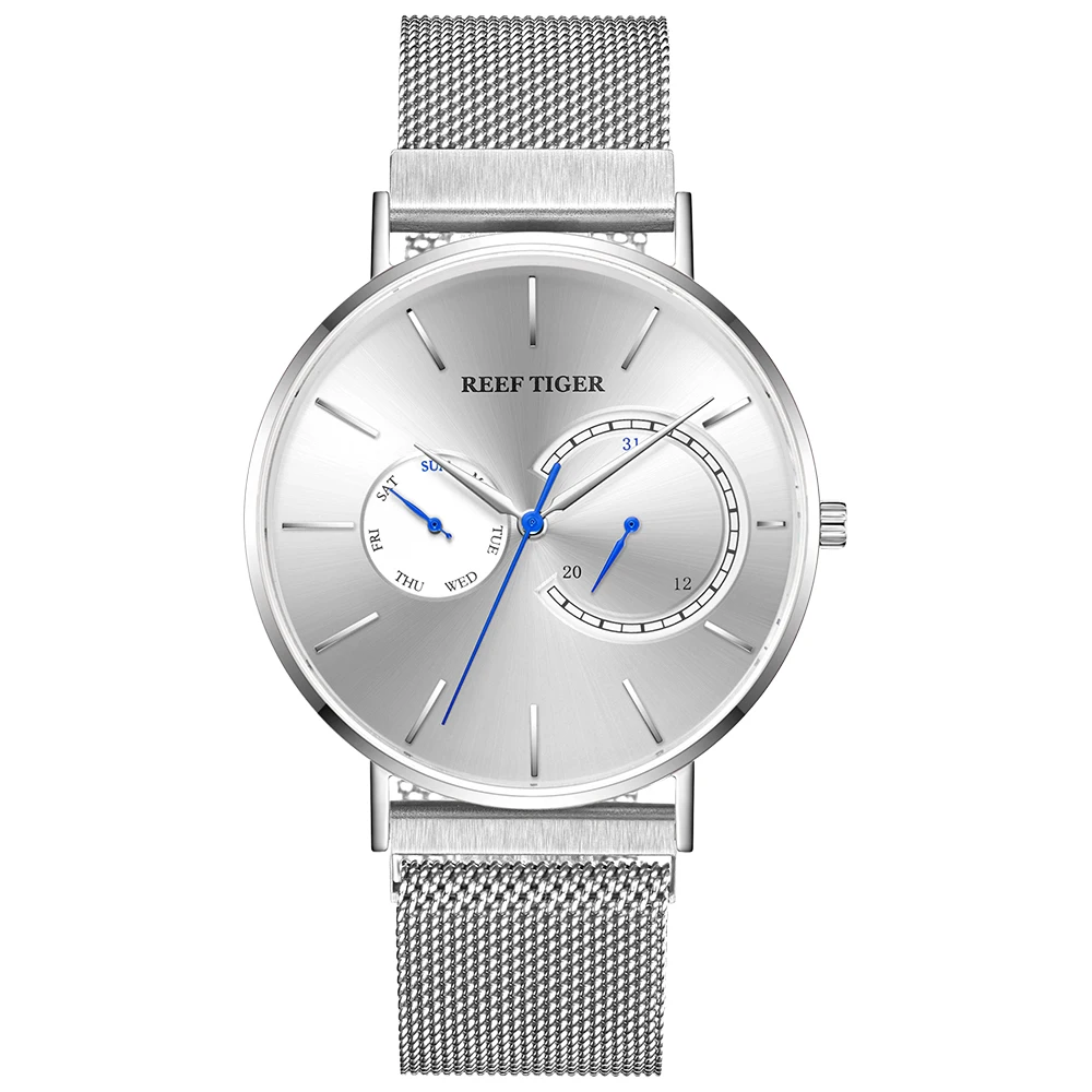 

2019 Reef Tiger/RT Brand Luxury Watches Men White Dial Quartz Sapphire Crystal Watches Waterproof Stainless Steel Watch RGA1664