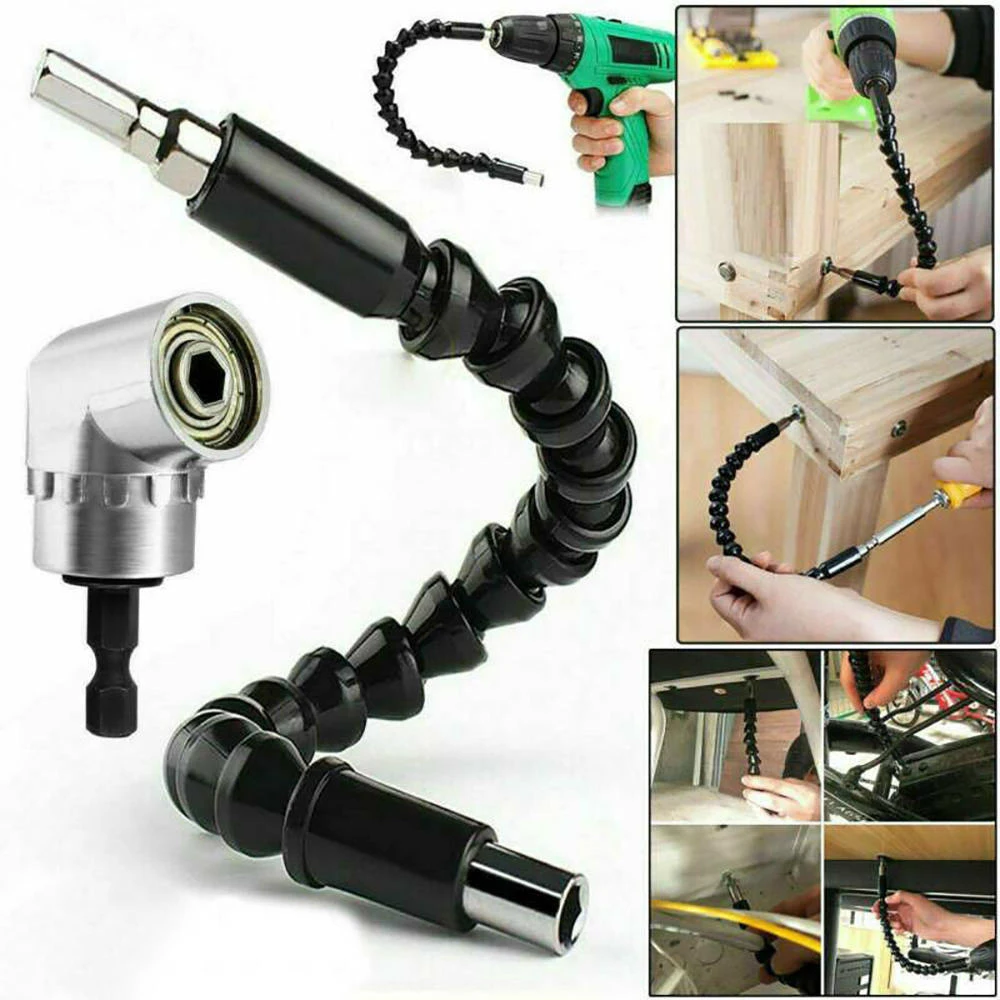 

3 in 1 Right 105 Angle Drill Flexible Shaft Bit Kit Extension Screwdriver Bit Holder
