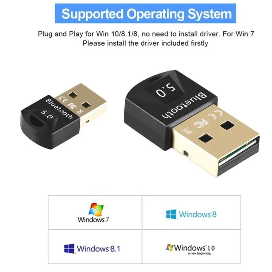 WvvMvv USB wireless BT5.0 Adapter 5.0 Receiver 5.0 Dongle High Speed Transmitter wireless USB Adapter for Laptop PC Computer