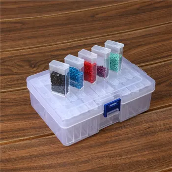 

24/64 Slots Bottles Diamond Painting Storage Box Plastic Nail Art Organizer Rhinestone Beads Case Holder Container Accessories