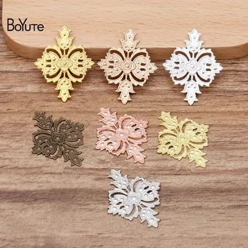 

BoYuTe (100 Pieces/Lot) 23*30MM Metal Brass Stamping Flower Materials Diy Hand Made Jewelry Accessories Wholesale