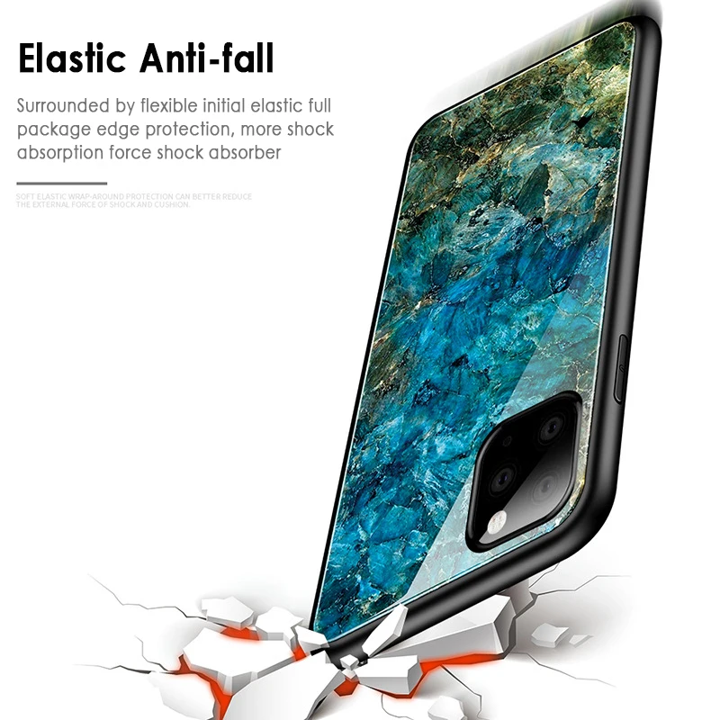 Чехол из закаленного стекла с мраморным узором для Apple iPhone 11 Pro Max 5 8 дюйма 6
