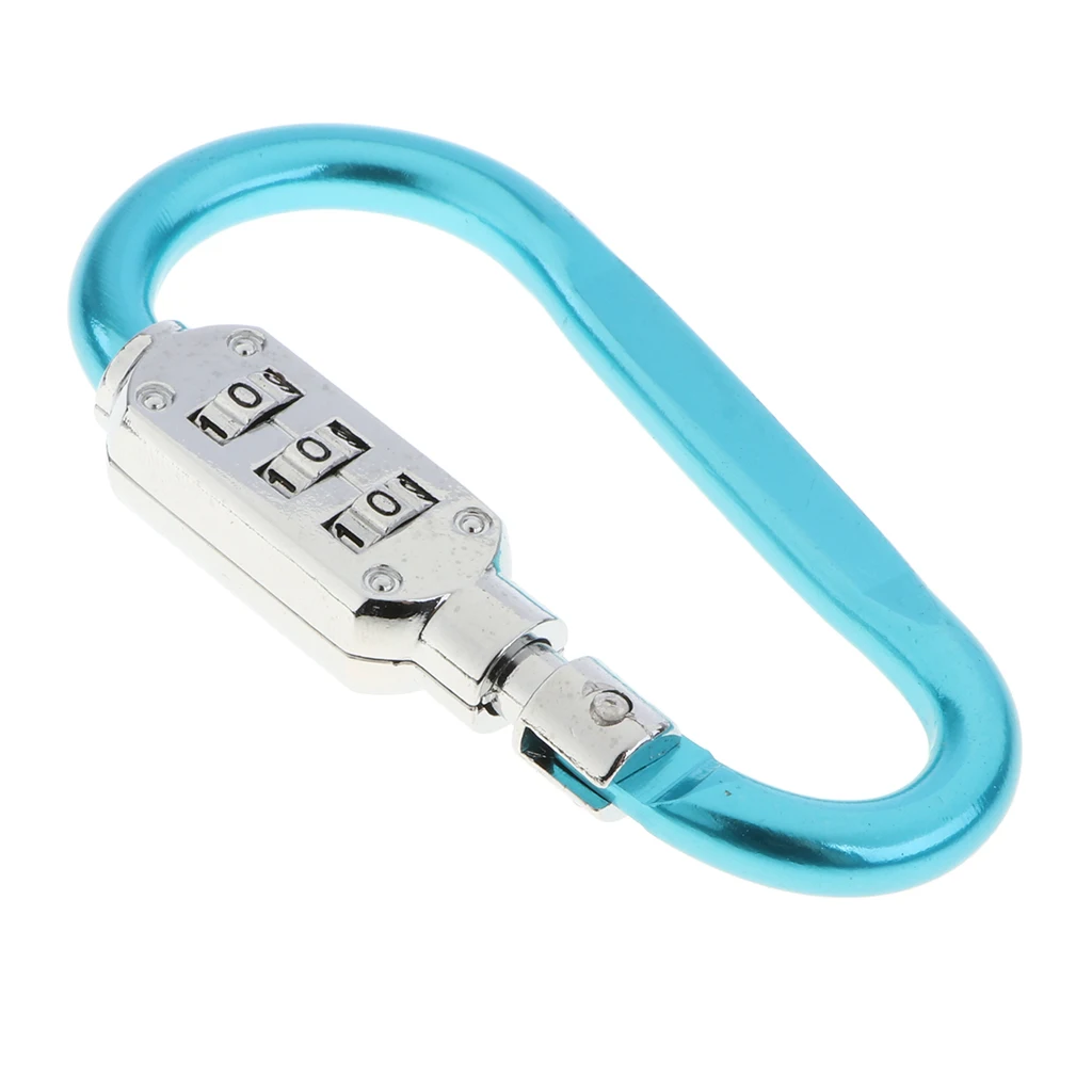 Карабин Крюк Пряжка Клип брелок с 3 цифрами кодовый замок - Цвет: Small Blue