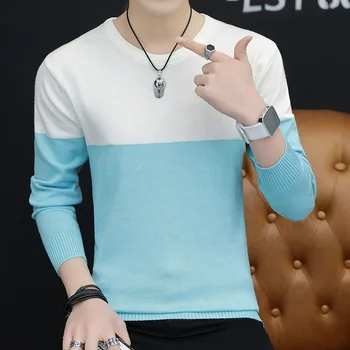 

Coloring Casual Mens Sweaters Thin Spring and Autumn Long-sleeved Round Collar Pink Light Blue Black Tibetan Sweater Men