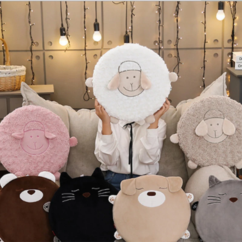 Ins Super Cute Sheep Creative Cartoon Animals Pad Sofa Cushion Stuffed Animal Plush Pillows Cushions Gift for Friends Home Decor | Дом и сад