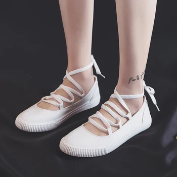 

white women casual canvas shoes unique designer ladies school cute moccasins fashion trend vulcanized korean new flats for woman