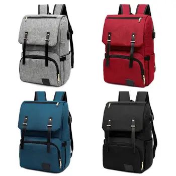 

Hot Sale Backpacks Classic Delicate Texture Mummy Maternity Nappy Shoulder Bag Waterproof Oxford USB Nursing Diaper Backpack