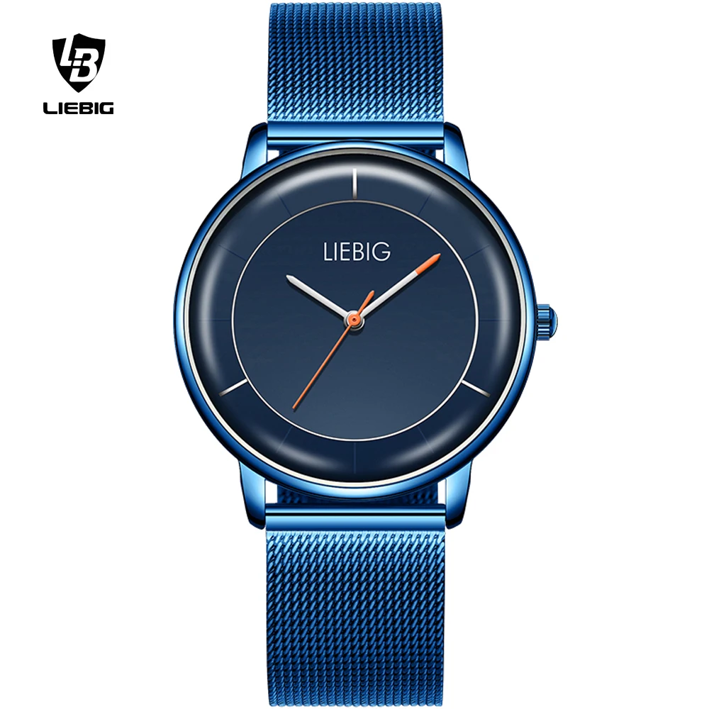 

LIEBIG Luxury Men's Watches Quartz Waterproof Watch Ultra-thin Dial Stailess Steel Mesh Simple Style Watch For men boys