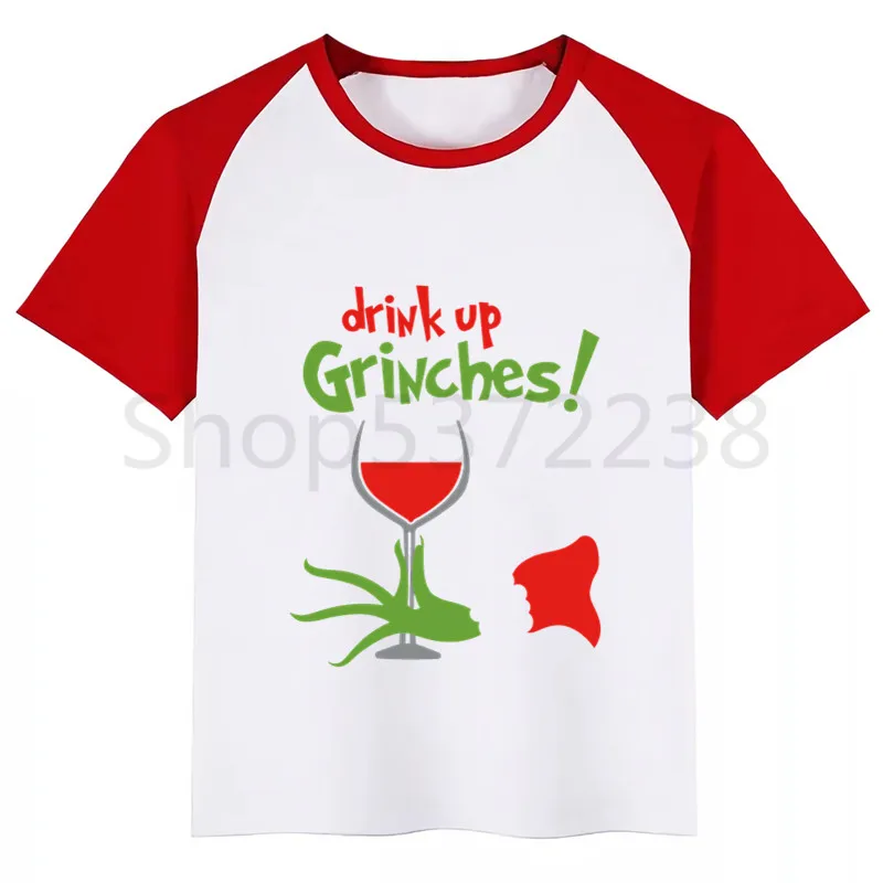 Grinch/Новинка; футболка для мальчиков; рубашки для девочек с милым животным принтом; детская Удобная футболка с круглым вырезом; одежда с короткими рукавами для мальчиков и девочек - Цвет: RedO