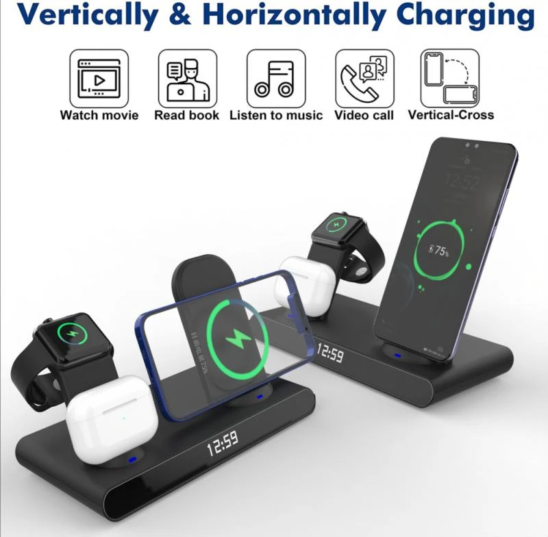 iphone wireless charger 15W Fast Wireless Charger 3 In 1 Qi Charging Dock Station For IPhone 12 11 Pro XS MAX XR X 8 Apple Watch SE 6 5 4 3 AirPods Pro wireless charging stand