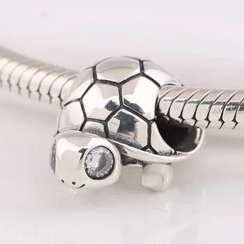 

Authentic S925 Bright-Eyed Turtle With Crystal Bead Charm fit Lady Bracelet Bangle DIY Jewelry