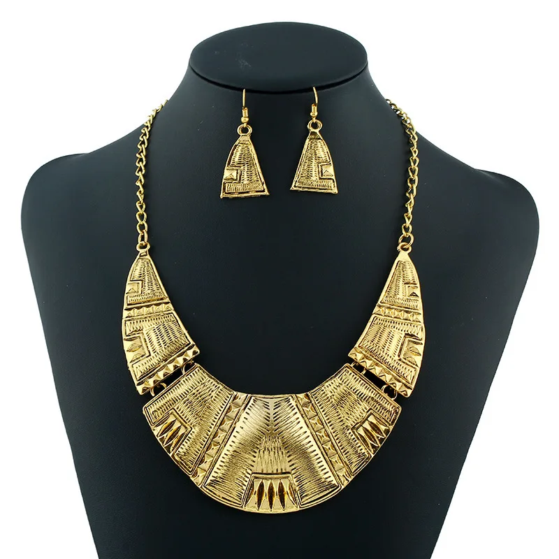 Женское Винтажное колье чокер LZHLQ с геометрической резьбой|statement necklace|necklace