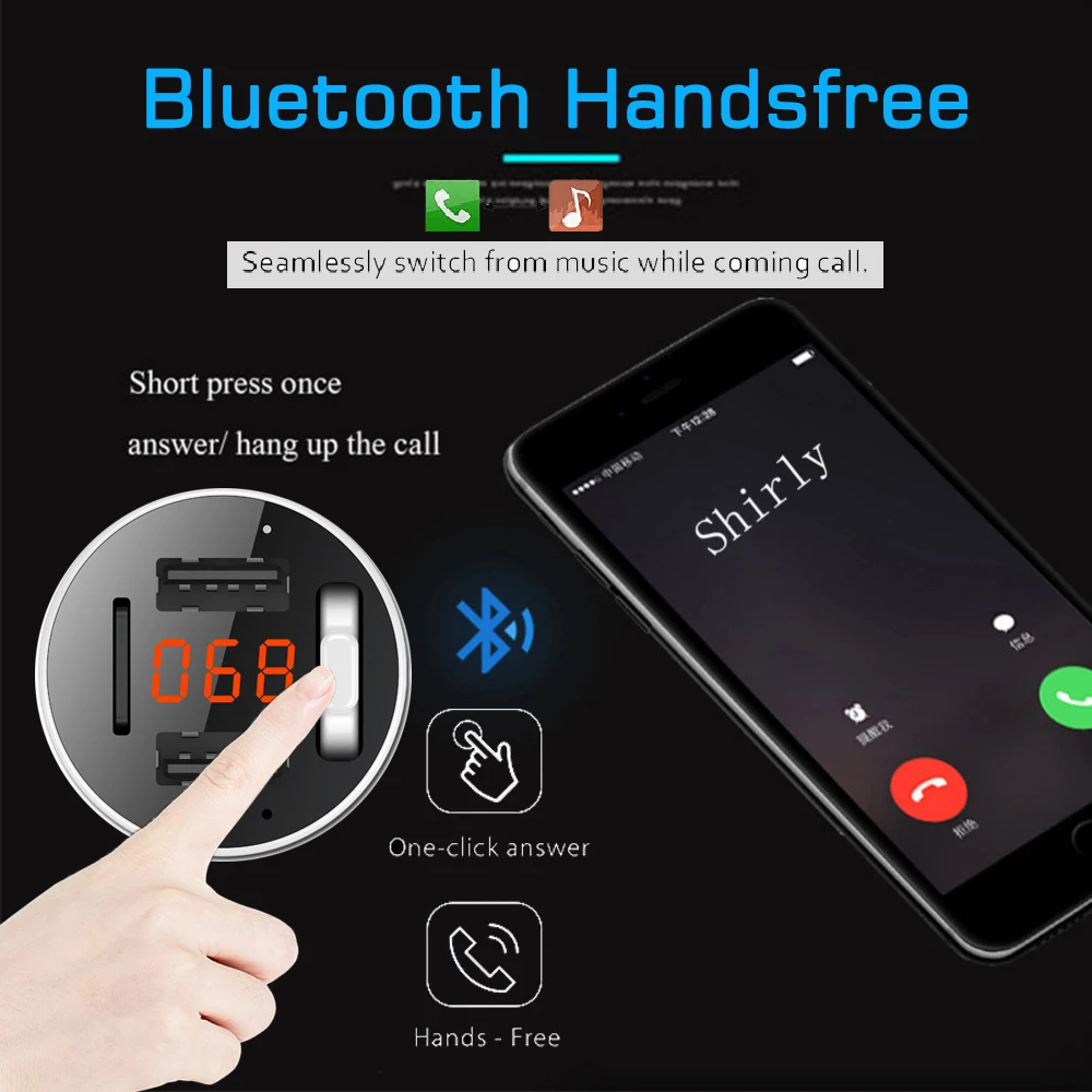 Автомобильное зарядное устройство Bluetooth 5 0 FM модулятор комплект громкой связи в