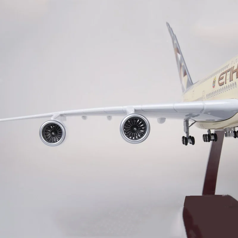 1/160 весы, модель самолета Аэробус A380 ETIHAD авиакомпании с светильник литой колесный Пластик Смола самолет Детский подарок
