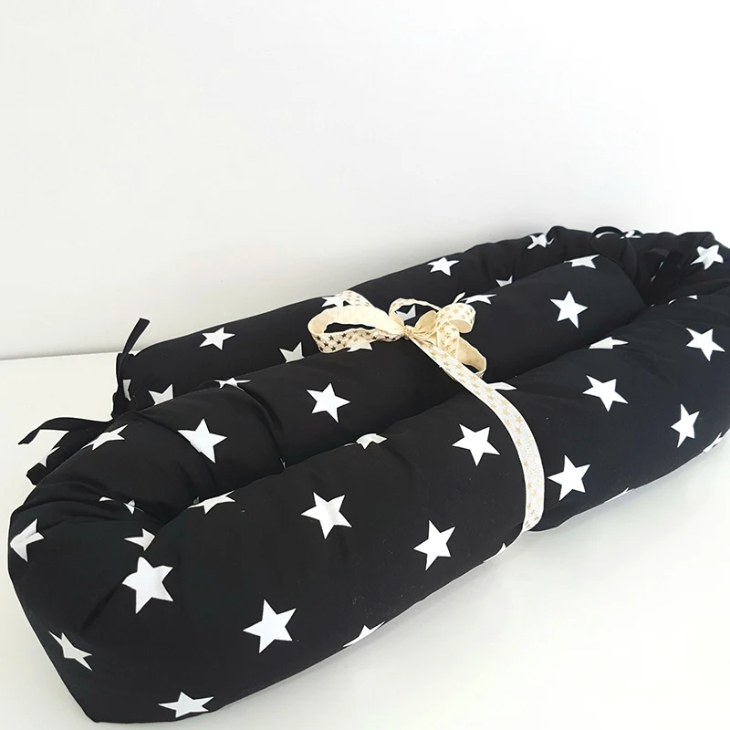 200X10cm-A Бамперы для детской кроватки для новорожденных, защитный коврик для детской кроватки, постельные принадлежности, подушка с принтом звезды, серый, белый, черный - Цвет: 200X10cm-A