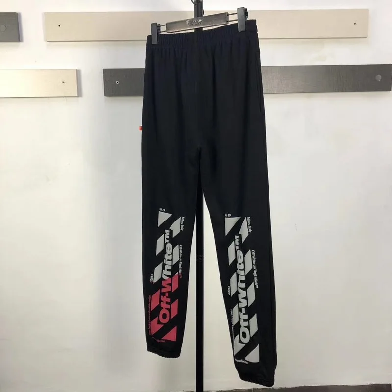 

19ss Mixed Colors Stripes Graffiti Casual Pants Ow Capsule Pills Trousers