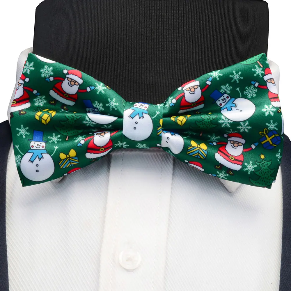 Ricnais Шелковый Рождественский галстук-бабочка желтый красный принт Санта Клаус Снеговик галстук-бабочка для мужчин рождественские праздничные вечерние подарки аксессуары - Цвет: 07