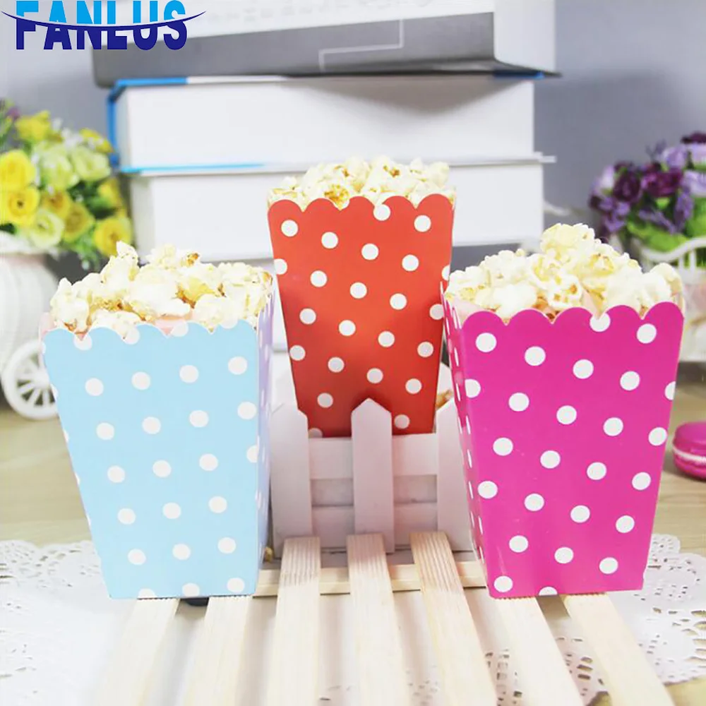 10pcs/lot Paper Popcorn Box Black Wedding Party Favor Popcorn Goodie Bags Happy Birthday Party