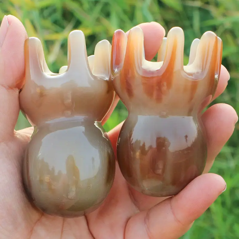 Natural White Horn Octopus Comb Head Meridian Scraping Scalp Massage Brush Acupuncture Spa Gua Sha Therapy Massage Relax Tool