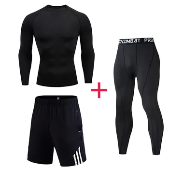 

Men Compression Suit Leggings T Shirt Sport Suit Fitness Gym Shirt Tights Jogging Pants Men thermal underwear set Sportswear 4xl