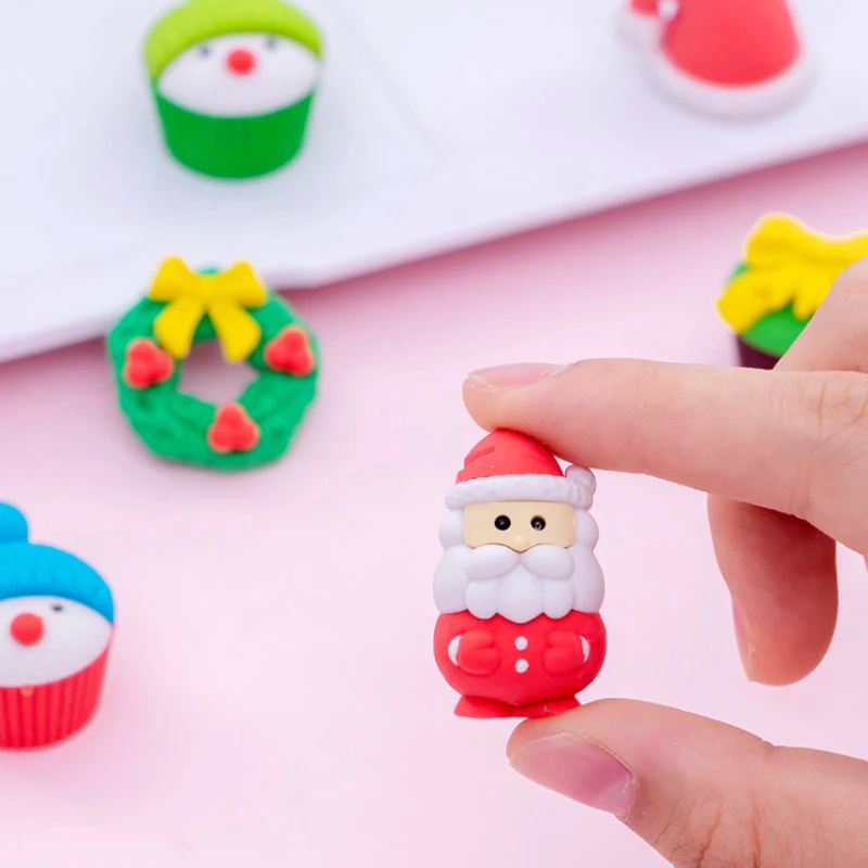 10 упаковок креативных рождественских ластиков, набор случайных ластиков kawaii, школьные принадлежности для детей, подарки для фестиваля, вечерние