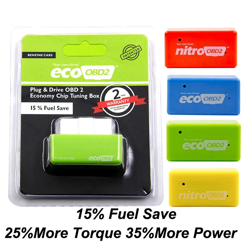 

Nitro/Eco OBD2 Economy Chip Tuning Box OBD Car Fuel Saver More Power Eco OBD2 for Benzine/Diesel Cars Fuel Saving 15% Plug Drive