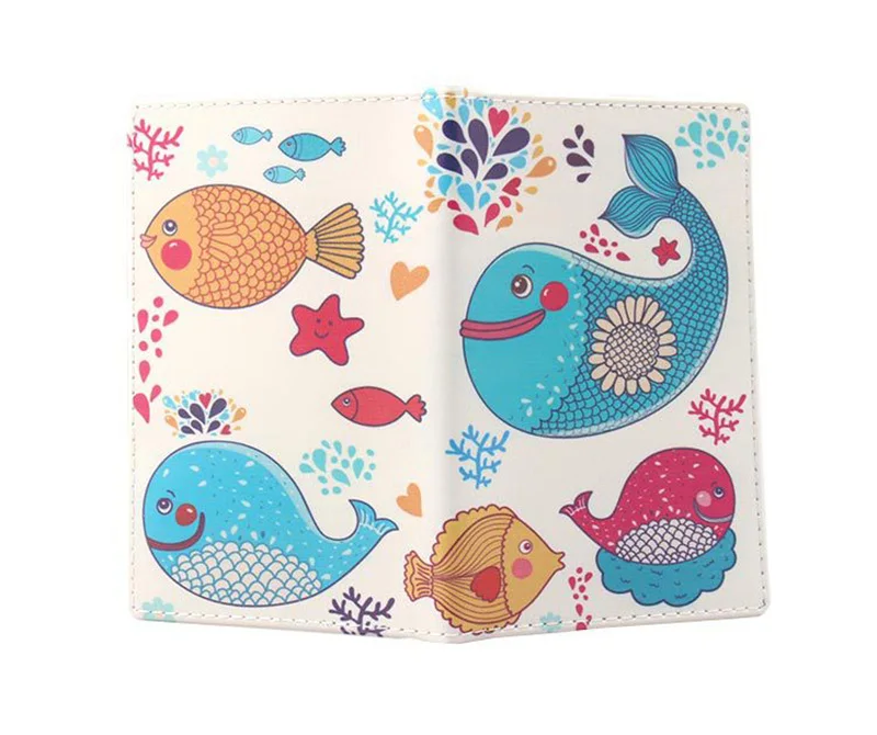 Fashion Travel Passport Holder Women Beautiful Flower Printing Credit Card Holder Cute Cartoon PU Leather Passport Cover PC0065 (8)