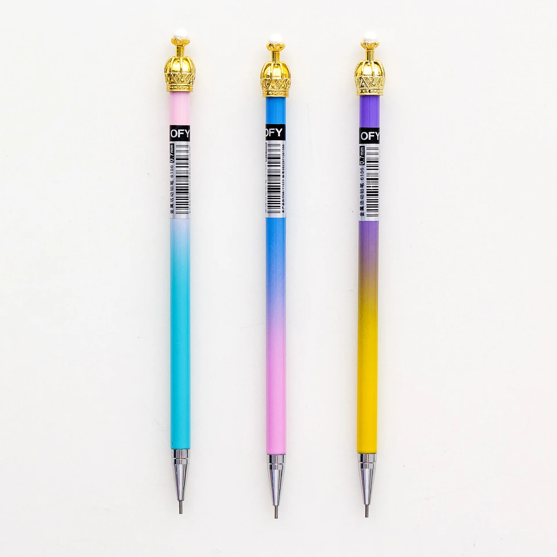 

36 pcs/lot Metal Crown Mechanical Pencil Colorful 0.7 mm Automatic Drawing Pen School writing Supplies Stationery gift
