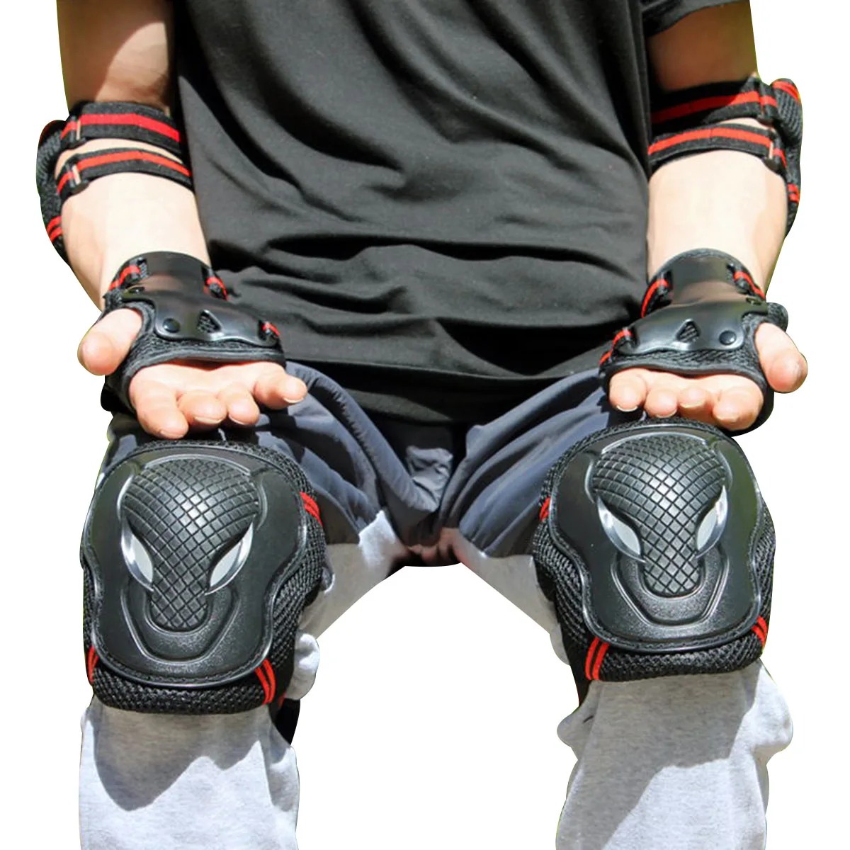 GAOAG Adults Youth Knee Elbow Pads and Wrist Guards Adjustable Safety Protective Gear Set for Cycling Skatrboard Inline Skating 