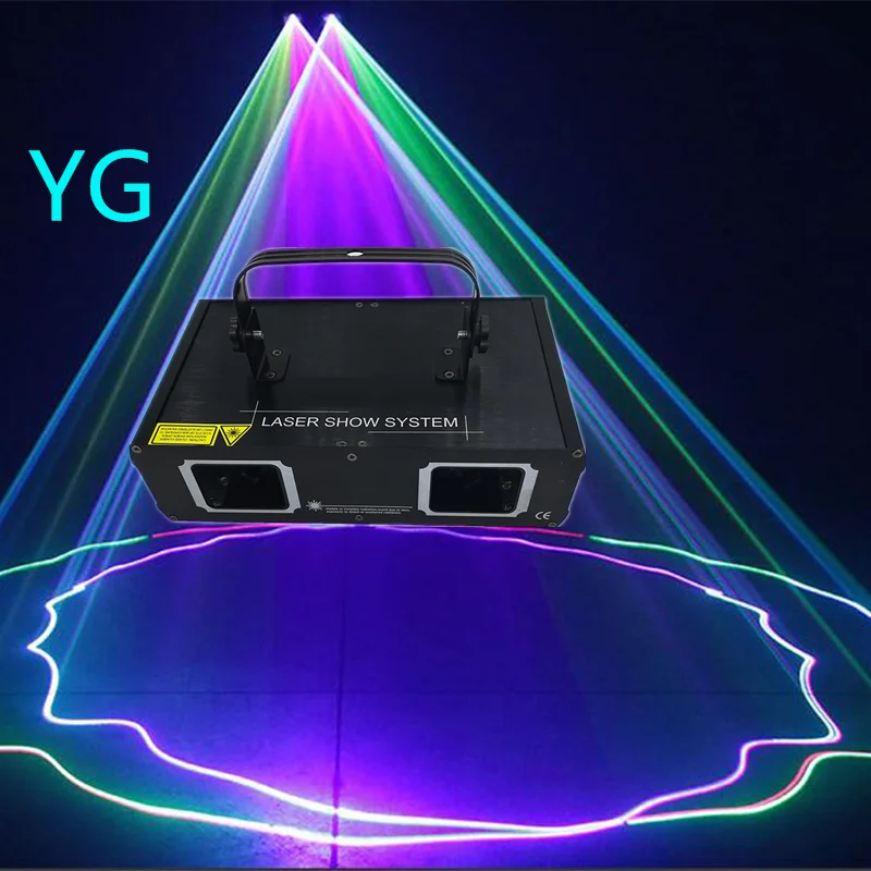 Лазерный проектор DMX512 2 линзы красный зеленый синий RGB луч профессиональное
