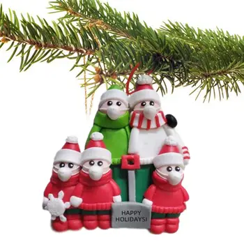 

2020 Personalized Family Ornament Christmas Tree Doll Pendant Quarantine Survived Family Resin Ornament DIY Name Christmas Decor