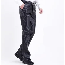 Осень зима PU искусственная кожа зауженные мужские брюки ветрозащитные водонепроницаемые мотоциклетные плотные, высокоэластичные брюки из искусственной кожи плюс размер