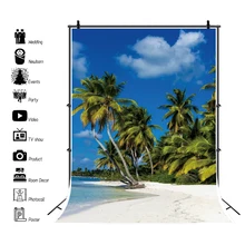 Laeacco Natural Backdrops For Photography Palms Tree Beach Sand Summer Holiday Blue Sky Scenic Photo Background Photo Studio seaside scenic photography backdrop palm trees blue sky seagull summer holiday beach themed wedding party photo booth background