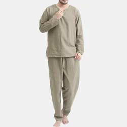 Mens Clothing Sets 2021 European American Autumn New Casual Pajamas Two-piece Thin Section Breathable Loose Home Service Suit