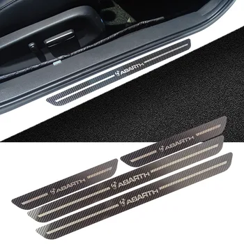 

4pcs Stainless steel carbon fiber door pedal trim For FIAT Abarth 500 595 threshold protection car stickers car modification