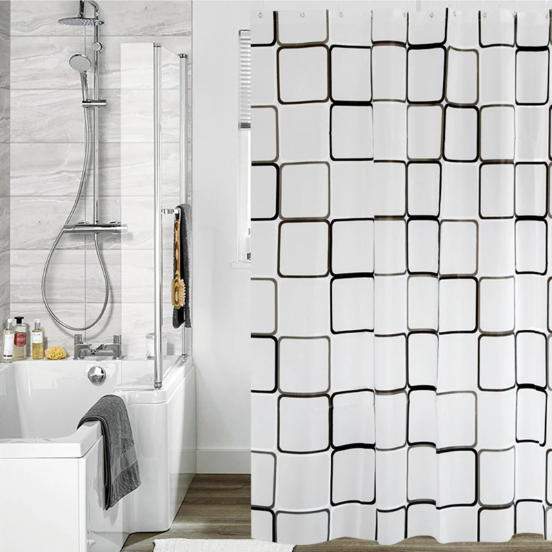 European American geometric bathroom 3D waterproof mold proof PEVA shower curtain shower curtains