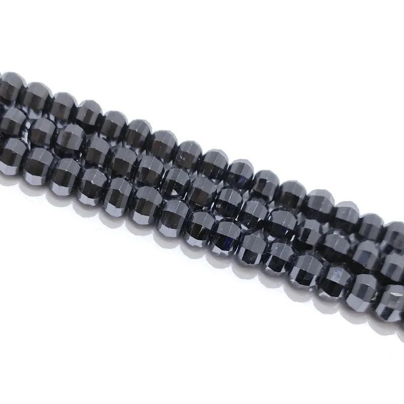 Natural Stone Faceted Black Spinel Beads Small Section Loose Spacer for Jewelry Making DIY Necklace Bracelet 15'' 2x4mm 3x5mm