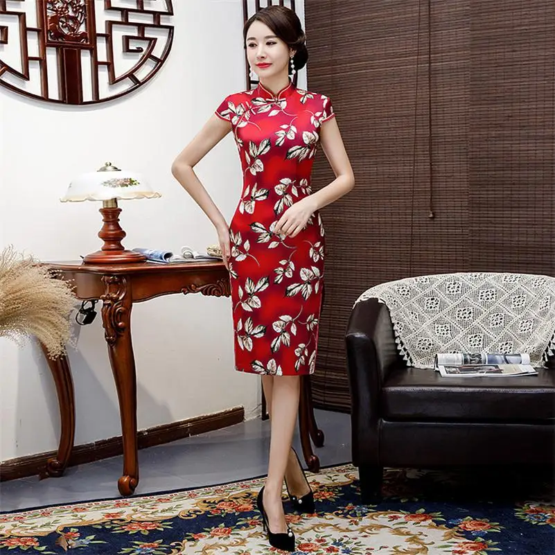 Сексуальное Тонкое традиционное китайское платье Vestidos ручной работы на пуговицах Qipao женские атласные Ципао Cheongsam цветок размер M-4XL