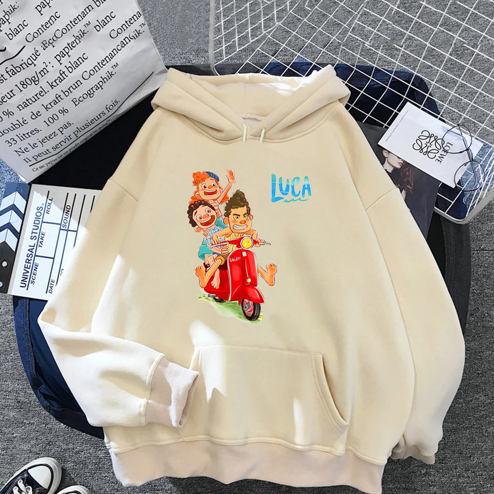 Spring Autumn Women Hooded Sweatshirt Luca Pixar Disney Hoodies Cartoons Casual Clothes Hooded Pullover Warm Coat Kawaii Femme