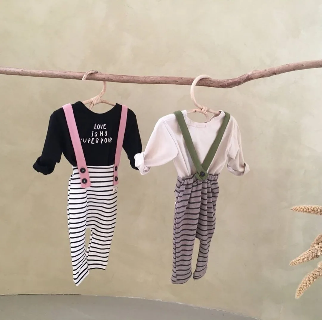 

Toddler Jumpsuit Baby Girl Fall Clothes 2020 New Boy and Girl Contrast Striped Overalls Cute Baby Photography Costume
