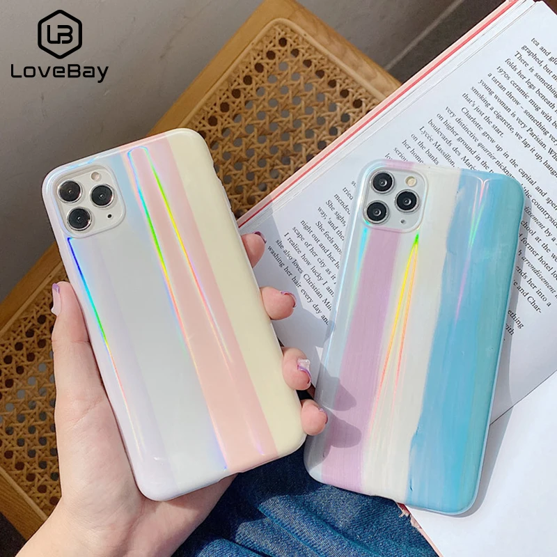 Lovebay чехол для телефона с лазерным градиентом iPhone 11 Pro Max XR XS X 7 8 Plus SE 2020 Rainbow Aurora
