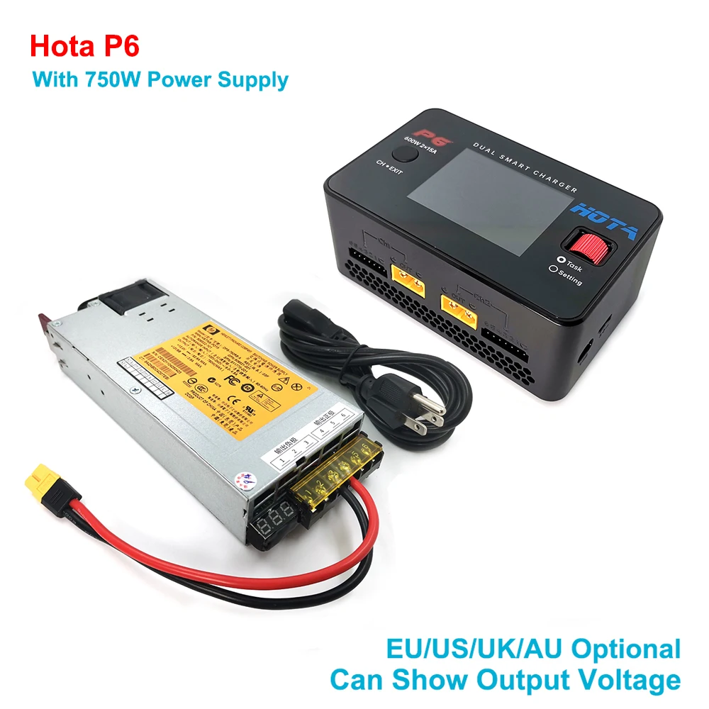 HOTA P6 600W 15X2 Dual Channel Smart Charger + 750W Power Supply