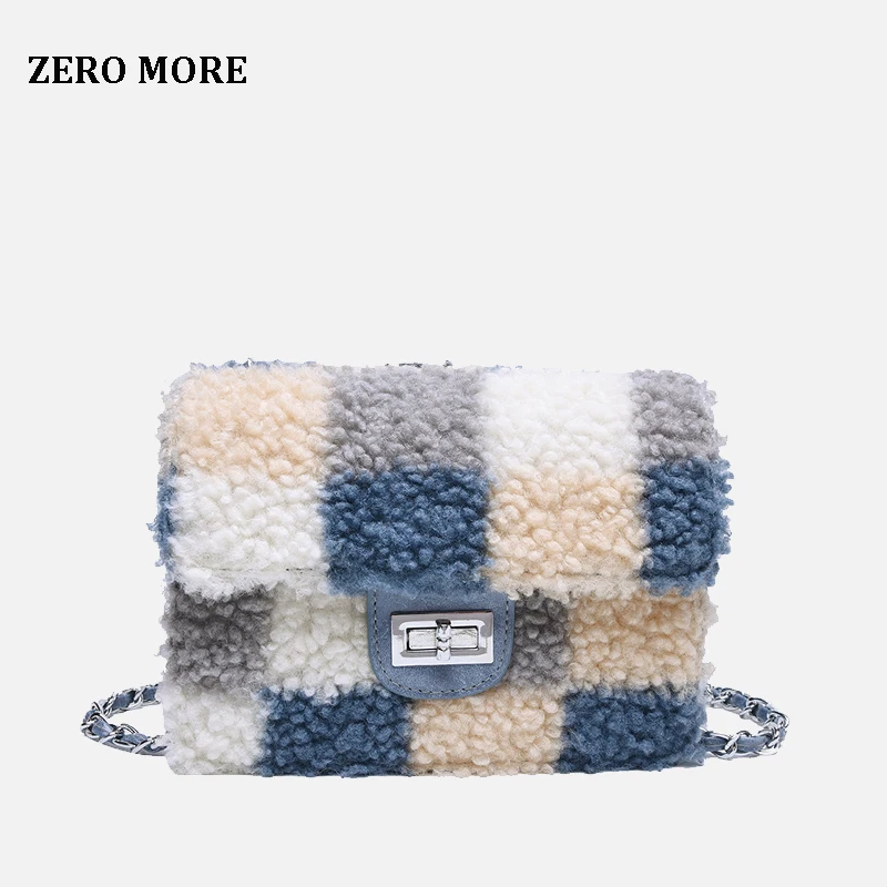

Luxury Lambswool Winter Bags for Women 2019 Metal& Leather Shoulder Messenger Bags Female Handbags and Purses bolsa feminina