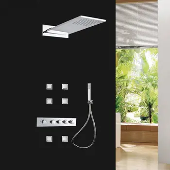 

Shower System 2 Function Showerhead Rainfall & Waterfall Shower Faucet with 6 pieces 12cm X 13cm Massage shower body jets
