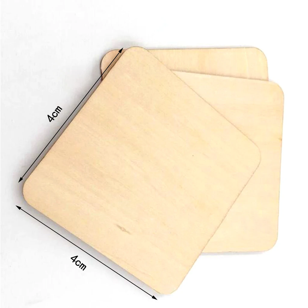 Pack of 50 Unfinished Wood Pieces, Unpainted Wood Discs , Square 1.6 X1.6 inch- DIY Crafts Pack of 50 Unfinished Wood Pieces, Unpainted Wood Discs , Square 1.6 X1.6 inch- DIY Crafts
