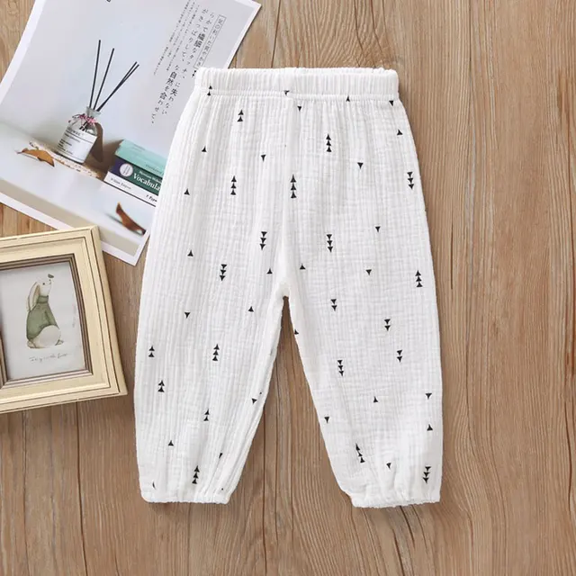 New 2-7y 2018 Summer Solid Color Linen Pleated Children Ankle-length Pants for Baby Boys Pants Harem Pants for Kids Child H1088-Bai-SanJiao