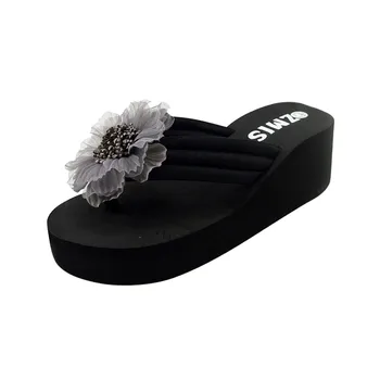 

Women Slippers Summer Flower Clip Toe Flip Flops Shoes Wedges Female Beach Slippers Ladies Summer Flower Home Wedges Shoes#323