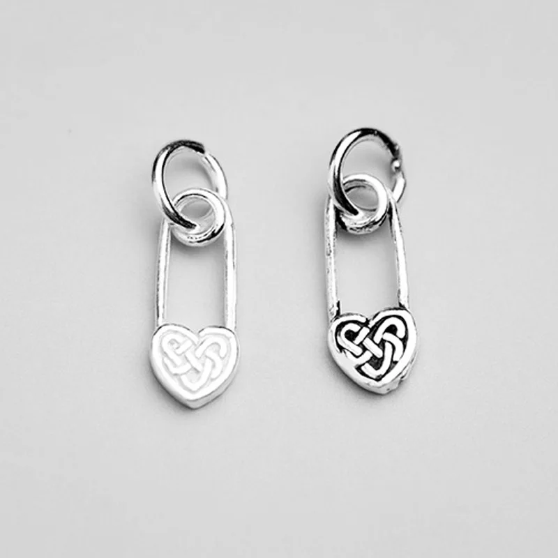 

925 Sterling Silver Fashion Design Paper Clip Decoration Charms Women Men Manual Heart Silver Pendant DIY Fine Jewelry Findings