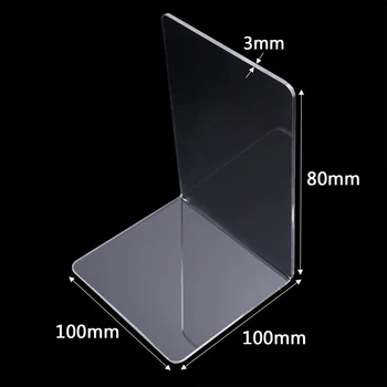 

1 Pair Of Plastic Clear Acrylic Bookends Stand Stationery Book Shelf Transparent